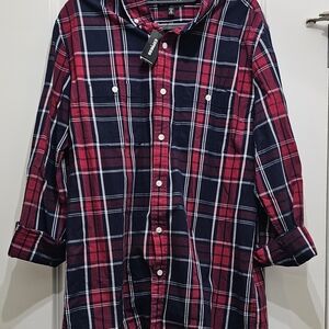 Express Red and Blue Plaid Casual Shirt